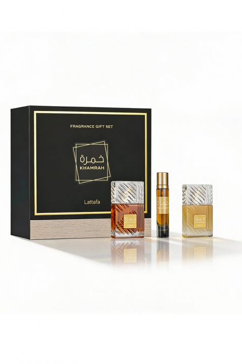 Унисекс арабски комплект Lattafa Khamrah Edp 100 ml + Edp 12 ml + Hair Mist 50 mlIVET.BG - Твоят онлайн бутик.