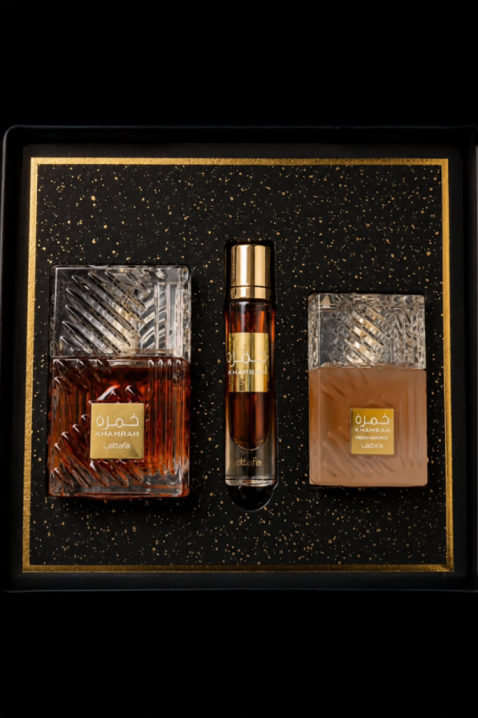 Унисекс арабски комплект Lattafa Khamrah Edp 100 ml + Edp 12 ml + Hair Mist 50 mlIVET.BG - Твоят онлайн бутик.