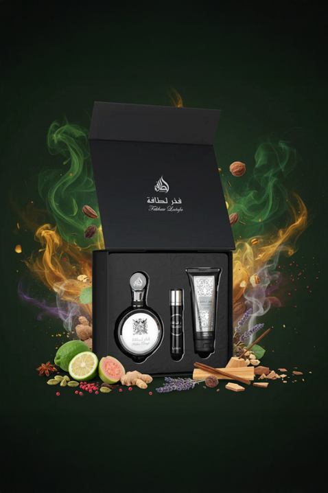 Мъжки арабски комплект Lattafa Fakhar Men Edp 100 ml + Edp 12 ml + Shower Gel 100 mlIVET.BG - Твоят онлайн бутик.