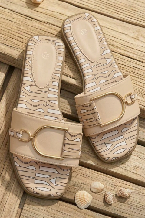Дамски чехли с метална катарама VERONSIA BEIGE, Цвят: беж, IVET.BG - Твоят онлайн бутик.