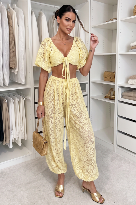 Изящен дантелен дамски комплект ARAMONIA YELLOW, Цвят: жълт, IVET.BG - Твоят онлайн бутик.