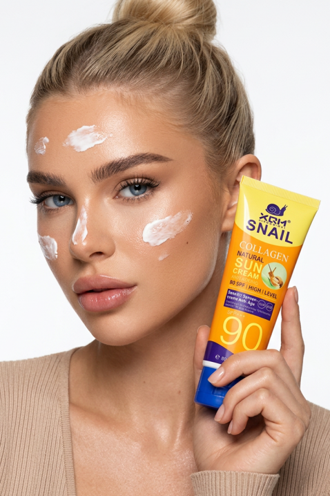 Слънцезащитен крем SPF 90 с колаген от охлюв XQM Snail Collagen Natural Suncream 80 mlIVET.BG - Твоят онлайн бутик.
