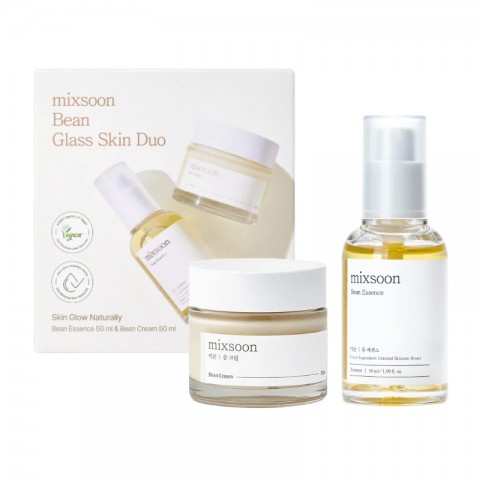 MIXSOON Bean Glass Skin Duo комплект за лице с екстракт от соя (Bean Essence 50 ml x 1 + Bean Cream 50 ml x 1)IVET.BG - Твоят онлайн бутик.