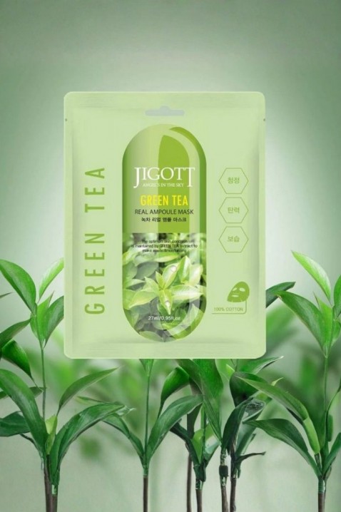 Jigott Green Tea Real Ampoule Mask 27 mlIVET.BG - Твоят онлайн бутик.