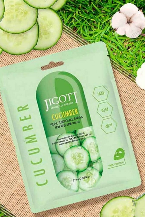 JIGOTT Cucumber Real Ampoule Mask 27 mlIVET.BG - Твоят онлайн бутик.