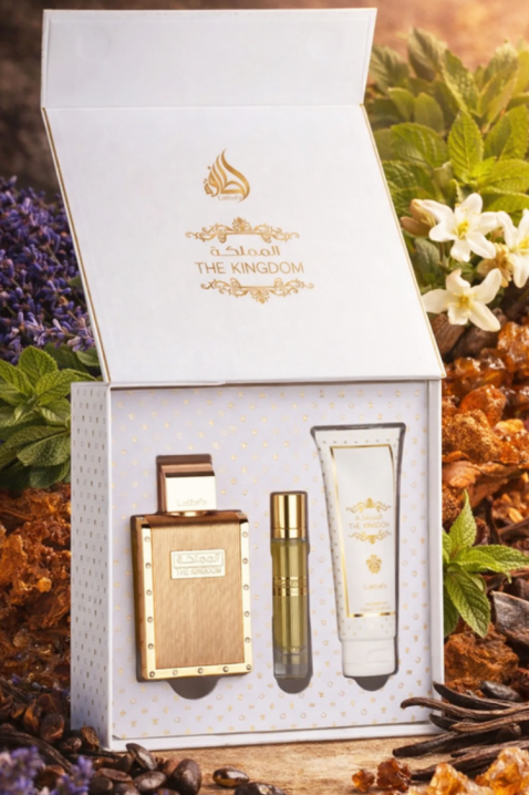 Мъжки арабски комплект Lattafa The Kingdom Men Edp 100 ml + Edp 12 ml + Shower Gel 100 mlIVET.BG - Твоят онлайн бутик.