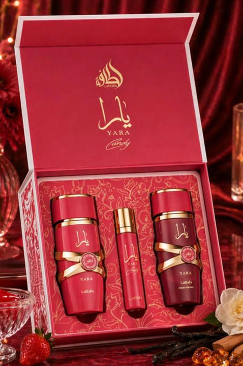 Дамски арабски комплект Lattafa Yara Candy Edp 100 ml + 12 ml Edp + Hair Mist 50 mlIVET.BG - Твоят онлайн бутик.