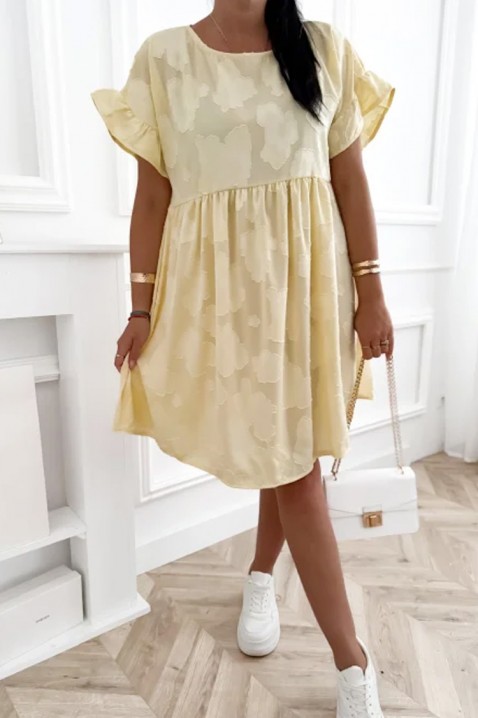 Свободна къса рокля с флорален принт с джобове и акцентни ръкави MAJESTICA YELLOW, Цвят: жълт, IVET.BG - Твоят онлайн бутик.