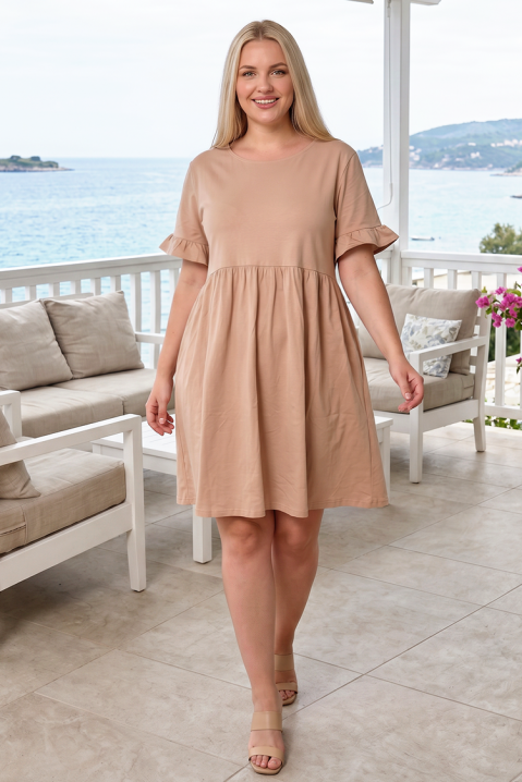 Лятна рокля с къси ръкави и фини волани LIBRESA BEIGE, Цвят: беж, IVET.BG - Твоят онлайн бутик.