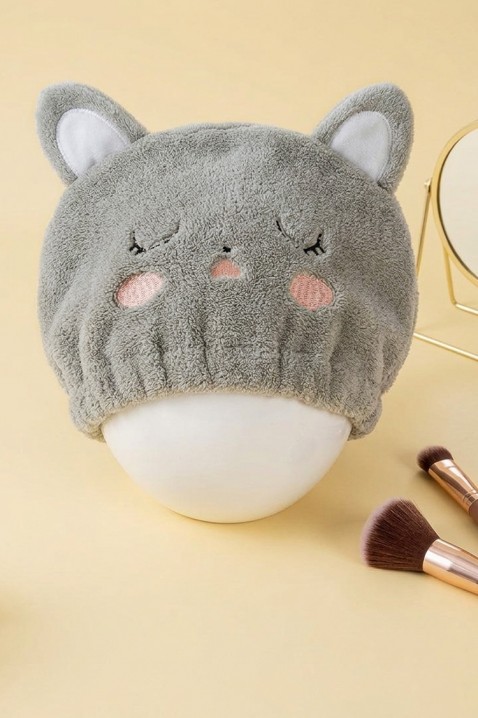 Дамска плюшена шапка за подсушаване на коса COZINIA GREY, Цвят: сив, IVET.BG - Твоят онлайн бутик.