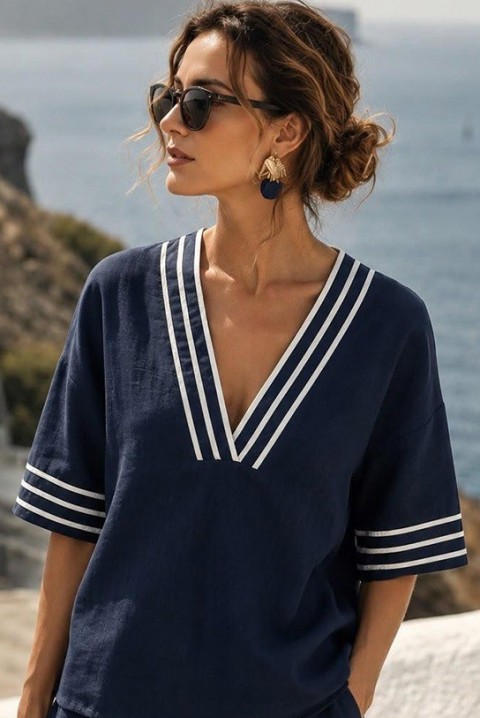 Дамски летен комплект от две части VANDORIA NAVY, Цвят: тъмносин, IVET.BG - Твоят онлайн бутик.