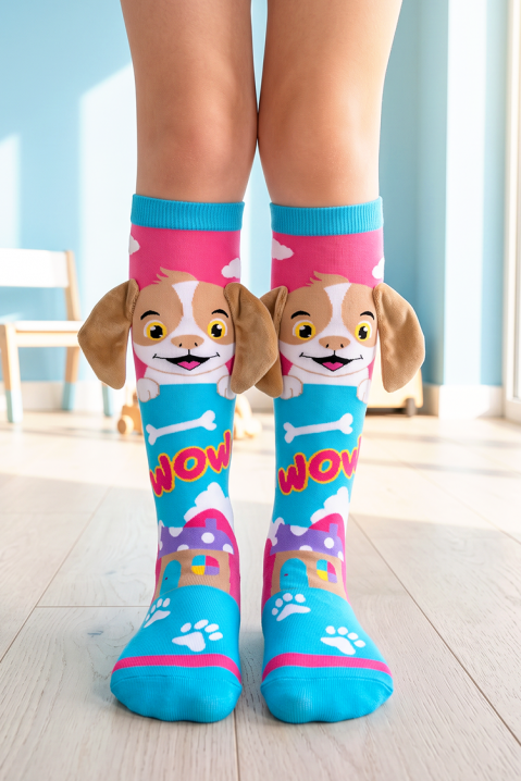 Детски чорапки с 3D принт кученце и меки ушички PUPPY PAW, Цвят: многоцветен, IVET.BG - Твоят онлайн бутик.