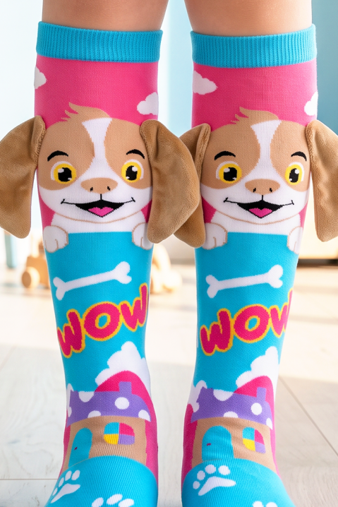 Детски чорапки с 3D принт кученце и меки ушички PUPPY PAW, Цвят: многоцветен, IVET.BG - Твоят онлайн бутик.