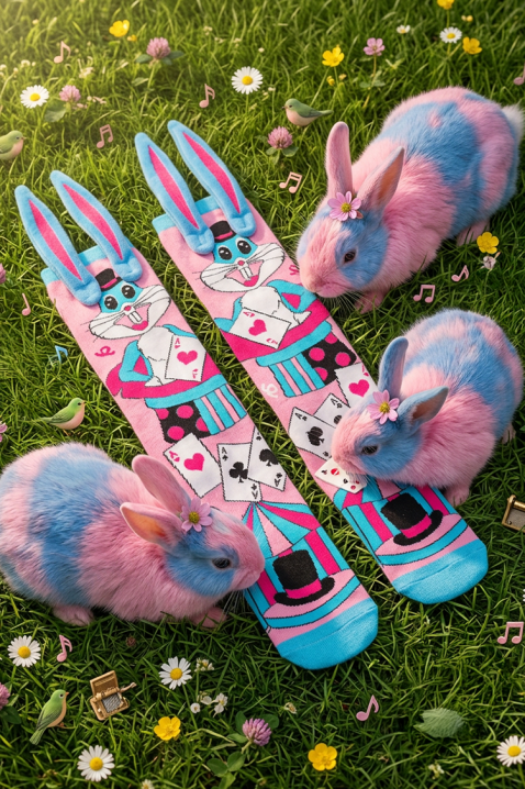 Детски чорапки с 3D принт заек с меки уши MAGIC BUNNY, Цвят: многоцветен, IVET.BG - Твоят онлайн бутик.