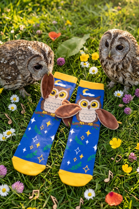 Детски чорапки с 3D принт бухал с меки крила OWL DREAMS, Цвят: син, IVET.BG - Твоят онлайн бутик.