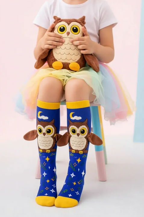 Детски чорапки с 3D принт бухал с меки крила OWL DREAMS, Цвят: син, IVET.BG - Твоят онлайн бутик.
