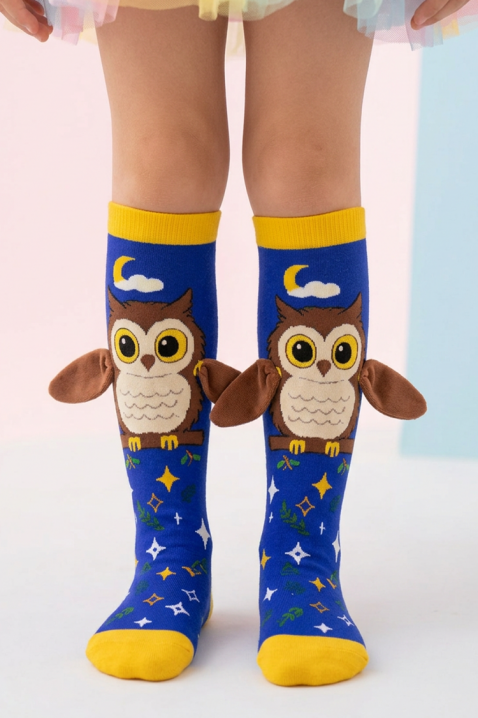 Детски чорапки с 3D принт бухал с меки крила OWL DREAMS, Цвят: син, IVET.BG - Твоят онлайн бутик.