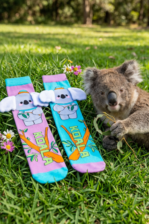 Детски чорапки с 3D принт коала с меки уши HAPPY KOALA, Цвят: многоцветен, IVET.BG - Твоят онлайн бутик.