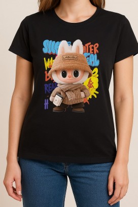 тениска LABUBU HAT BLACK