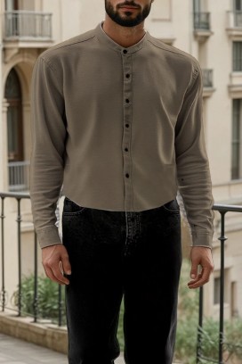 мъжка риза TERENTO KHAKI
