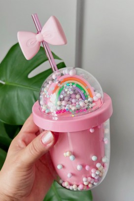 чаша за вода със сламка TRULMY PINK - 500 мл