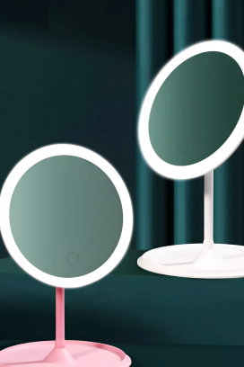 настолно огледало с LED осветление VRETILDA PINK