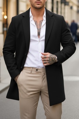 мъжко палто DERKEDO BLACK