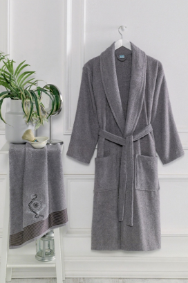комплект халат за баня и кърпа DRONEIFA GREY