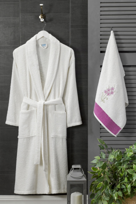 комплект халат за баня и кърпа DRONEIFA WHITE