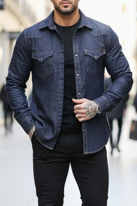 мъжка риза TORMER INDIGO