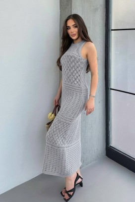 плетена плажна рокля без ръкави SOLMIRA GREY