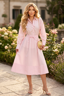 комплект от ефирна пола и нежна риза в свободна кройка SOLARIA PINK