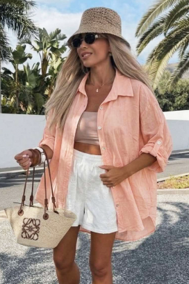 свободна лятна риза с копчета LILIBEL PEACH