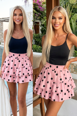 къса пола-панталон на точки с волани DOTELIANA PINK