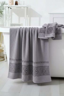 хавлиена кърпа с декоративен борд и мека текстура HAVLIANA GREY 70x140 cm