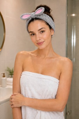 козметична плюшена лента за коса BENIATA GREY