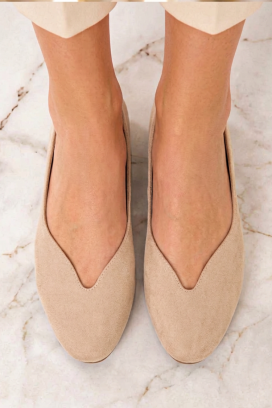 дамски ниски обувки със заоблен връх LIVINIA BEIGE